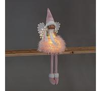Snowtime Battery Operated 56cm LED Sitting Angel Pink Fluffy Dress