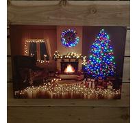 Snowtime 60cm x 40cm Christmas Tree Scene LED Wall Canvas Picture
