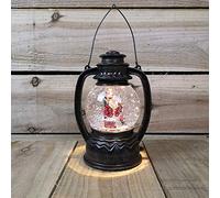 Snowtime Battery Operated Indoor 20cm Water Spinner Lantern With Santa Warm White LEDs