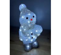 Snowtime Christmas Acrylic Figure Snowman Holding Snowball 31Cm With Led Lights