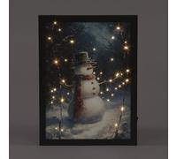 Snowtime Fibre Optic Framed Canvas Snowman in Hat & Scarf Battery Operated