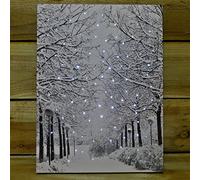 Snowtime Fibre Optic Wall Canvas Tree Lined Avenue Snow Scene #FB00313