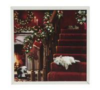 Snowtime Led Christmas Canvas Pets Light Up Picture Festive 40X40Cm Decoration Wall Art