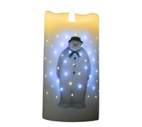 Snowtime Led Wax Candle Snowman Christmas Decoration Light Up Ornament Battery Powered