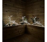 SNOWTIME Set of 3 70cm Light up Christmas Reindeer Garden Stake Lights with 300 Warm White LEDs