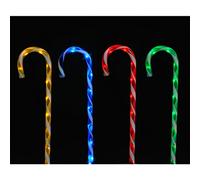 Snowtime Set Of 4 75Cm Candy Cane Garden Stakes With 40 Leds