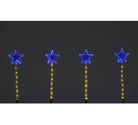 Snowtime Set Of 4 Christmas Infinity Star Light Up Garden Pathway Stakes Blue - 60Cm Tall