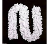 2m/200cm White Christmas Garland Alaskan Pine for Fireplaces Home Wall Door Stair Artificial Xmas Tree Garden Yard Decorations