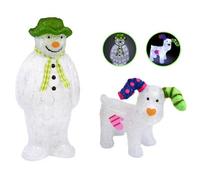 Snowtime The Snowman Snowdog Set Acrylic Figure Led Garden Outdoor Christmas Decoration