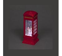 Snowtime Water Snowstorm Phone Box With Trio Snowmen - 27Cm - Ice White Led's