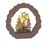 Snowtime Wooden Christmas Decoration Light Up Led Deer Village Scene Ornament 22Cm