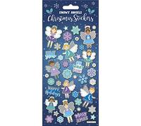 Snowy Angels Sparkly Reusable Christmas Stickers | Perfect for Stockings and Decorating Cards and Presents | Reusable on Non-Porous Surfaces, Blue