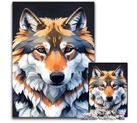 Snowy Anime Wolf 1000Piece Jigsaw Puzzle Wooden Jigsaw Puzzles Perfect for Halloween Christmas Birthday Gift 1000 PCS(75x50cm)