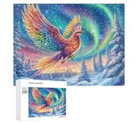 Snowy Aurora Fantasy Bird in Flight 500 Piece Jigsaw Puzzle for Couples Home Puzzle Collaboration Strategic Thinking Gift for Romance 500 PCS