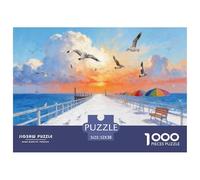 Snowy Beach Boardwalk Jigsaw Puzzles for Adults Interesting Puzzle Game 1000 Piece Impossible Puzzle for Adults Gifts 52x38cm/1000pcs