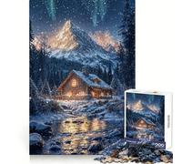 Snowy Cabin in The Mountains Jigsaw Puzzles for Teenagers 1000 Piece Thought Toy Calm Escape Precise Edge Amazing Present (50x75cm)