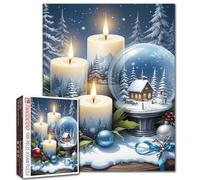 Snowy Candles Winter Cabin 1000 Piece Jigsaw Puzzle for Adults Students Cozy Christmas Puzzle Art Holiday Forest Night Indoor Game Home Decor Relaxing Activity Large Puzzles 20×27 Inches