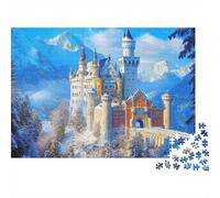 Snowy Castle Mountain 1000 Piece Puzzles Beautiful View Blue Castle Snow Wall Decoration Educational Game for Men And Women Challenging Jigsaw Jigsaw Puzzles for Adults 52x38cm/1000pcs