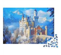 Snowy Castle Mountain 1000 Pieces Sturdy Cardboard Jigsaw Puzzle for Collectors, Ultra Difficult Puzzle, Party Game Activity, Best Gift for Puzzle Enthusiasts 52x38cm/1000pcs