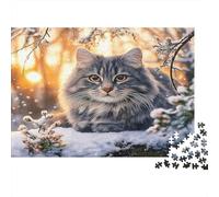 Snowy Cat Portrait_2 1000 Piece Sturdy Cardboard Classic Jigsaw Puzzle for Adults, Impossible Hard Challenge, Decompression, Ultimate Relaxation Gift 52x38cm/1000pcs