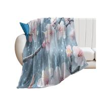 Snowy Cherries Flowers Blossoms280GSM Throws Blanket 40"x60"