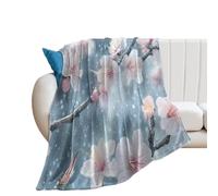 Snowy Cherries Flowers Blossoms280GSM Throws Blanket 60"x80"