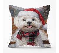 Snowy Christmas Bischon Frise Cushion Warren Reed - Designer White 45cm x 45cm