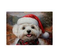 Snowy Christmas Bischon Frise Glass Chopping Board Warren Reed - Designer Multi One Size