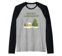 Snowy Christmas Cabin Under Twinkling Lights | Cozy Winter Raglan Baseball Tee