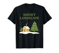 Snowy Christmas Cabin Under Twinkling Lights | Cozy Winter T-Shirt