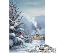 Snowy Christmas Cottage Puzzles 500 Piece Puzzles Jigsaw Puzzles for Adults Educational Game Challenge Toy 500pcs (52x38cm)