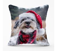 Snowy Christmas Dandie Dismount Terrier Cushion Warren Reed - Designer Grey 60cm x 60cm