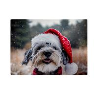 Snowy Christmas Dandie Dismount Terrier Glass Chopping Board Warren Reed - Designer Multi One Size