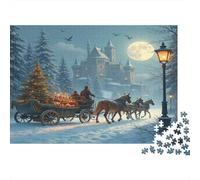 Snowy Christmas Eve Carriage Ride 1000 Pieces Extra-Thick Cardboard DIY Jigsaw Puzzle, Cognitive Development & Rehabilitation Puzzle, Leisure Activity, Premium Quality Puzzle 70x50cm/100