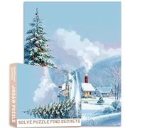 Snowy Christmas House Landscape Puzzle Decorated Tree Red Ornaments 1000 Piece Wall Art Adults Challenging Family Activity Games Colorful DIY Craft Puzzle for Home Decor Gifts