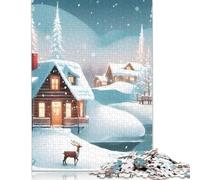 Snowy Christmas Scene Puzzle for Adults And Teenagers 1000 Pieces Puzzles for Teenagers Gifts Game Toys for Adults 1000pcs (75x50cm)