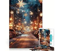 Snowy Christmas Street 1000 Piece Jigsaws for Adults Puzzle Mind Exercise Toy Family Bond Precision Cut Creative Gift (38x52cm)