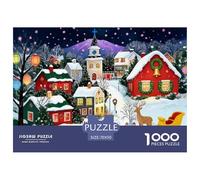 Snowy Christmas Town Jigsaw Puzzles for Adults Interesting Puzzle Game 1000 Piece Impossible Puzzle for Adults Gifts 70x50cm/1000pcs