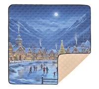 Snowy Christmas Town Night View Soft Thick Baby Play Mat for Indoor Outdoor One-Piecing Baby Play Tummy Time Mat for Newborns Babies Infants Toddlers, 50'' x 50''