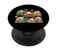 Snowy Christmas Village Houses PopSockets Adhesive PopGrip
