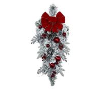 Snowy Christmas Wreath Artificial Wreath for Party Indoor Outdoor Xmas Decor Teardrop Swag