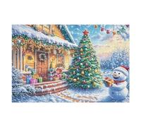 Snowy Cottage Christmas 1000 Pieces Premium Jigsaw Puzzle Adult Jigsaws Educational Challenge Mental Exercise Wall Art Winter Cardboard 1000 PCS