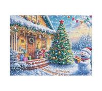 Snowy Cottage Christmas 500 Pieces Classic Jigsaw Puzzle Puzzle for Adults Concentration Training Wall Art Mental Exercise Halloween Durable Cardboard 500 PCS