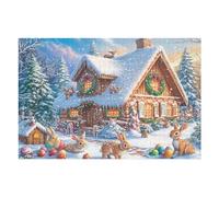 Snowy Cottage Christmas Scene 1000 Piece Count Premium Jigsaw Puzzle Teen Fans 14-18 Yrs Ultra Difficult Leisure Adventure Valentines Eco Friendly Creativity & Gift Giving 1000 PCS