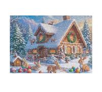 Snowy Cottage Christmas Scene 300 Piece Jigsaw Puzzle Pack Teens Beginners Cognitive Development Puzzle Fans Group Play High-grade Rigid Cardboard 300 PCS
