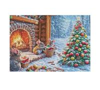 Snowy Cottage Christmas Tree 300 Piece Pack Classic Jigsaw Puzzle Couple Puzzle Partners Ultra Difficult Wall Decor Easter New Year Cardboard 300 PCS