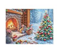 Snowy Cottage Christmas Tree 500 Pieces Classic Jigsaw Puzzle Puzzle for Adults Decompression Wall Art Mental Exercise Lightweight Recycled Material 500 PCS