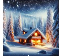 Snowy Cottage Diamond Painting Kit for Adults,5D Square Full Drill Winter Scenery Diamond Art Kits,DIY Crystal Embroidery Gem Art Picture Craft for Living Room Home Decor,40x40cm