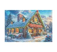 Snowy Cottage Warm Light 1000 Piece Jigsaw Puzzle for Adults Happy Time Lunch Break Activity Quick Escape No Duplicate Pieces for Busy Professionals 1000 PCS
