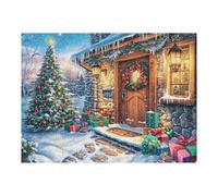 Snowy Cottage Warm Light 500 Piece Jigsaw Puzzle for Adults Teens Craft Room Decor Creative Project Whimsical Artwork for Crafters 500 PCS